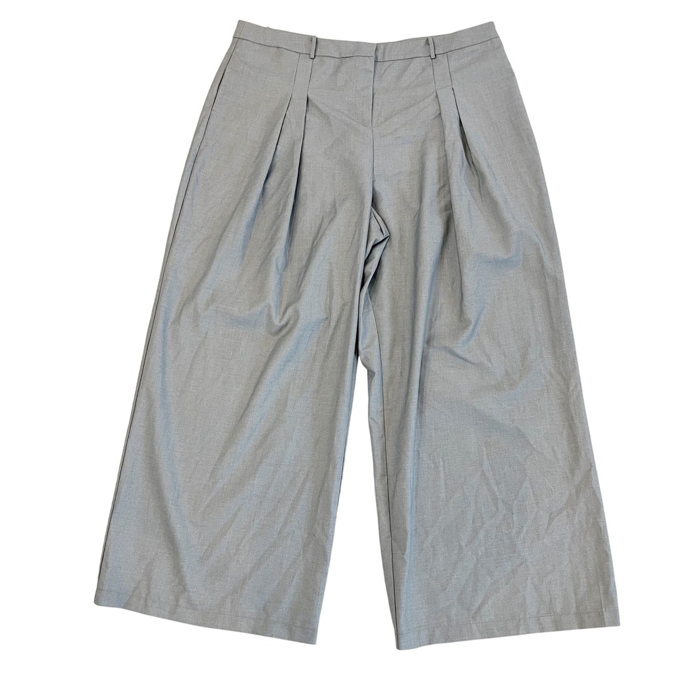 NEW Fashion Nova Eliana Trouser Pant Gray Pleat Front Wide Leg High Waist Sz 3X